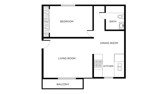 1 Bed 1 Bath 5614-27 floor plan